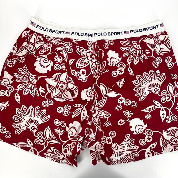 Polo by Ralph Lauren Mens Red Tropical Print 100% Cotton Boxer Shorts Size 38 - Picture 2 of 7